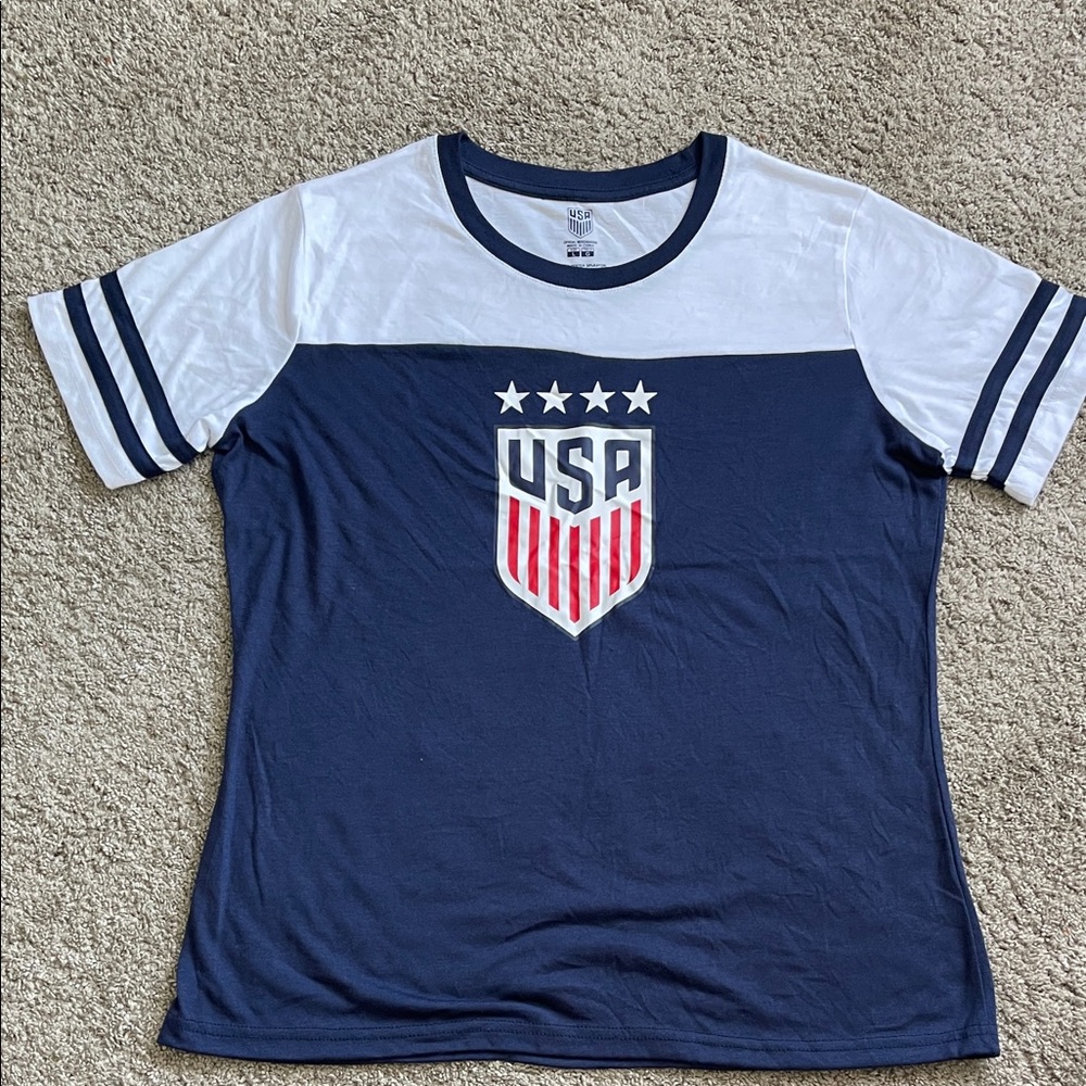 USA Crest Short Sleeve Tee - Navy & White